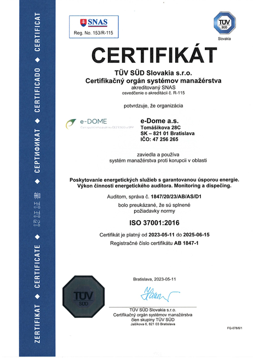 Certifikát ISO 37001